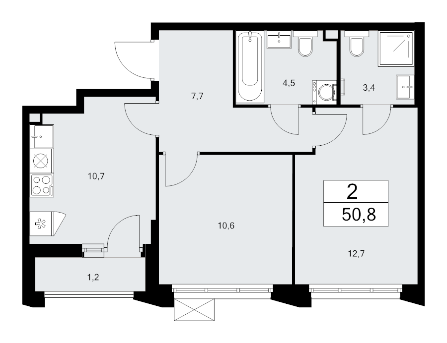 2 ккв 50,8 м²