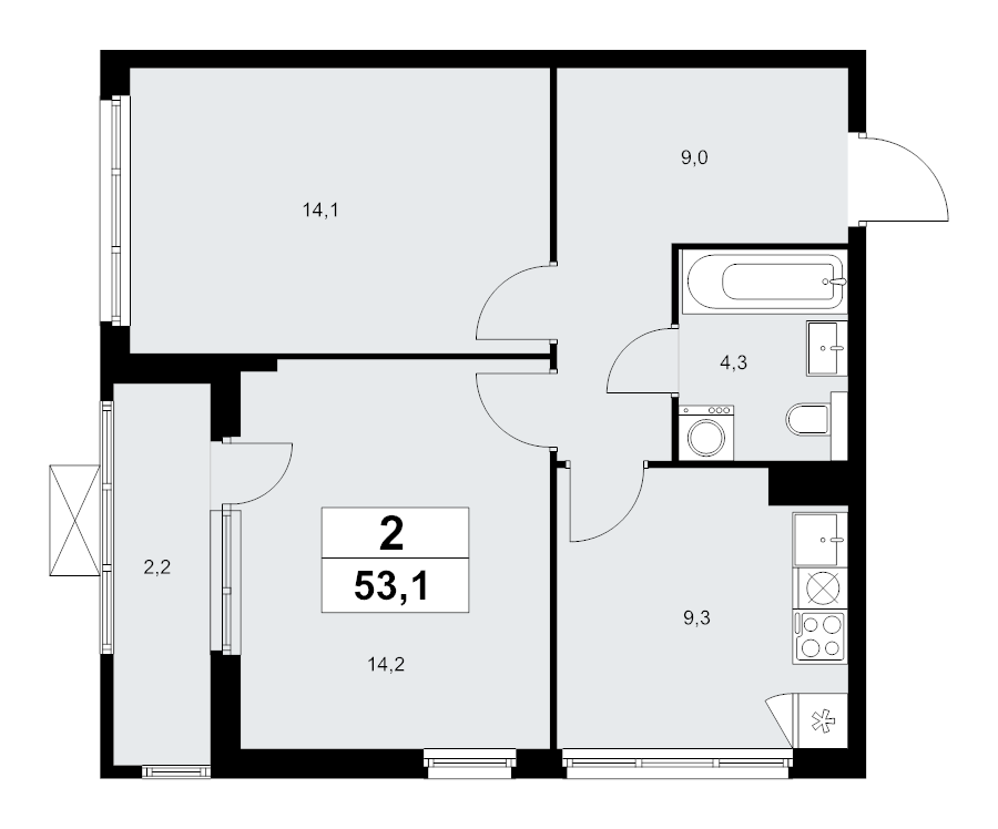 2 ккв 53 м²