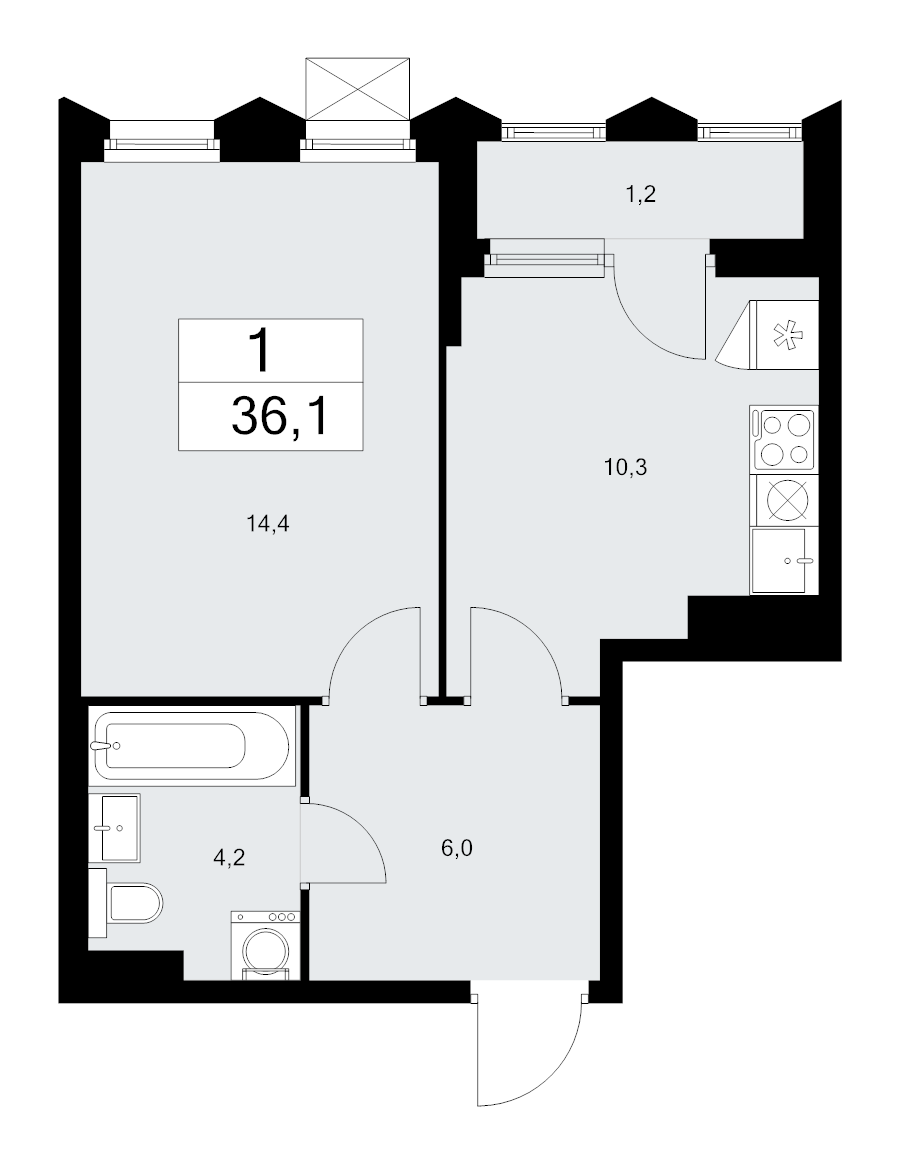 1 ккв 36,1 м²