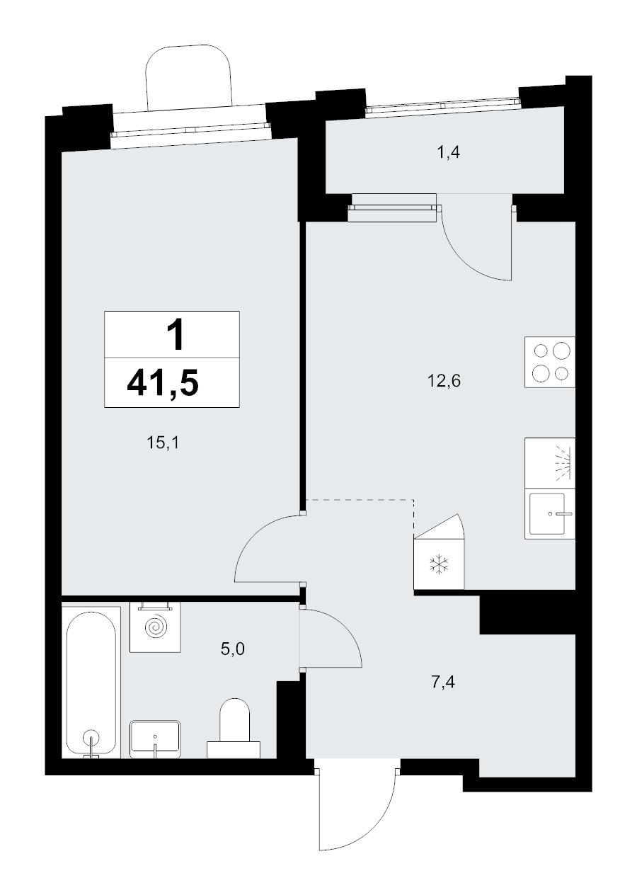 1 ккв 41,5 м²