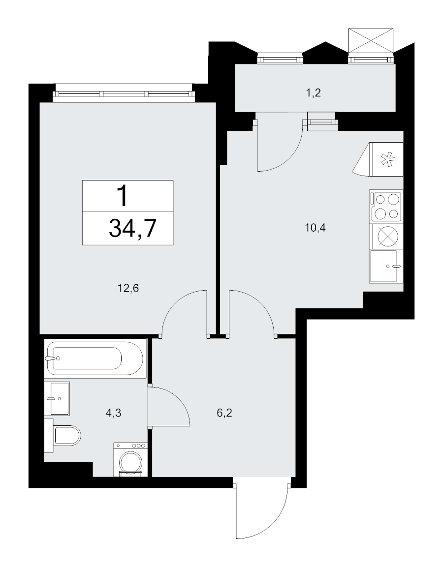 1 ккв 34,7 м²