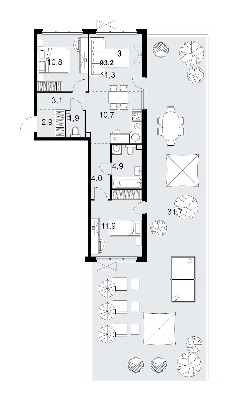 3 ккв (Евро) 93,2 м²