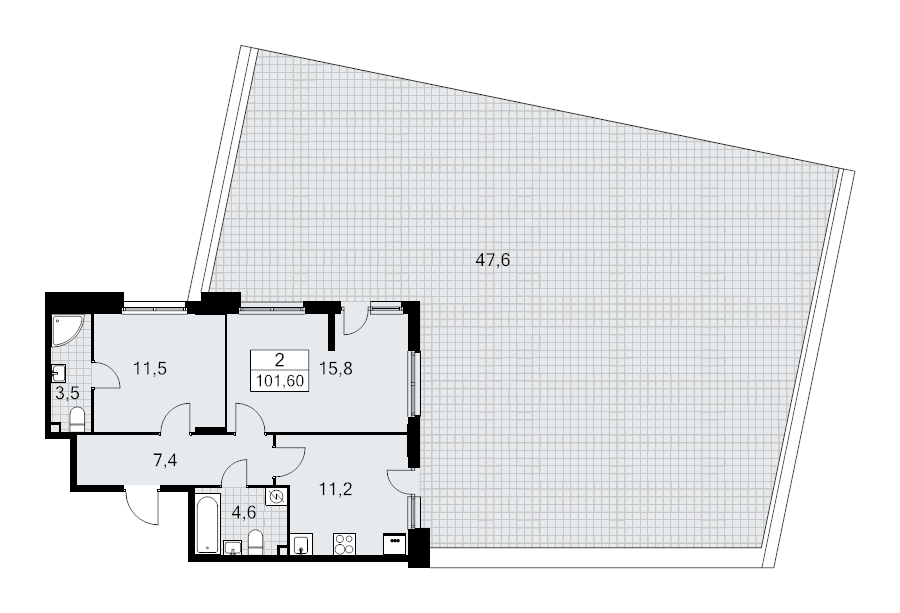 2 ккв 101,6 м²