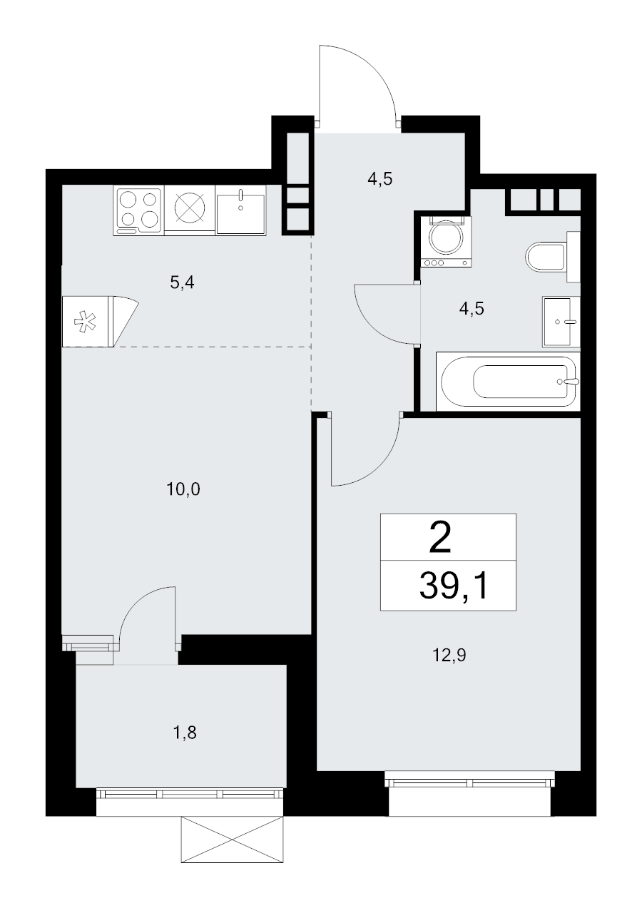 2 ккв (Евро) 38,8 м²