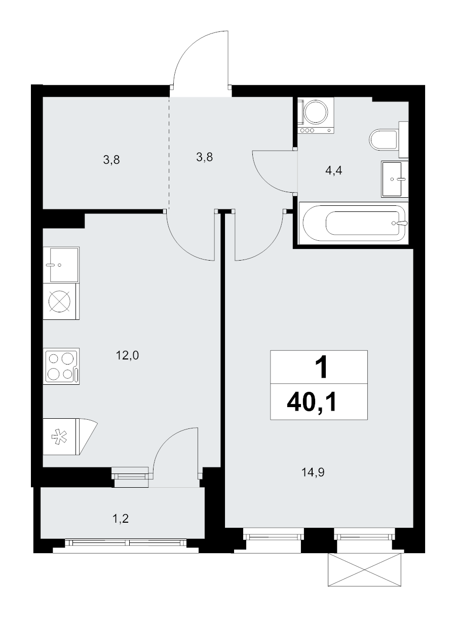 1 ккв 40,1 м²