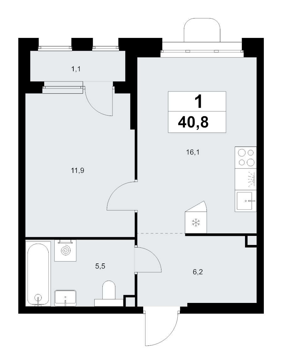 2 ккв (Евро) 40,8 м²
