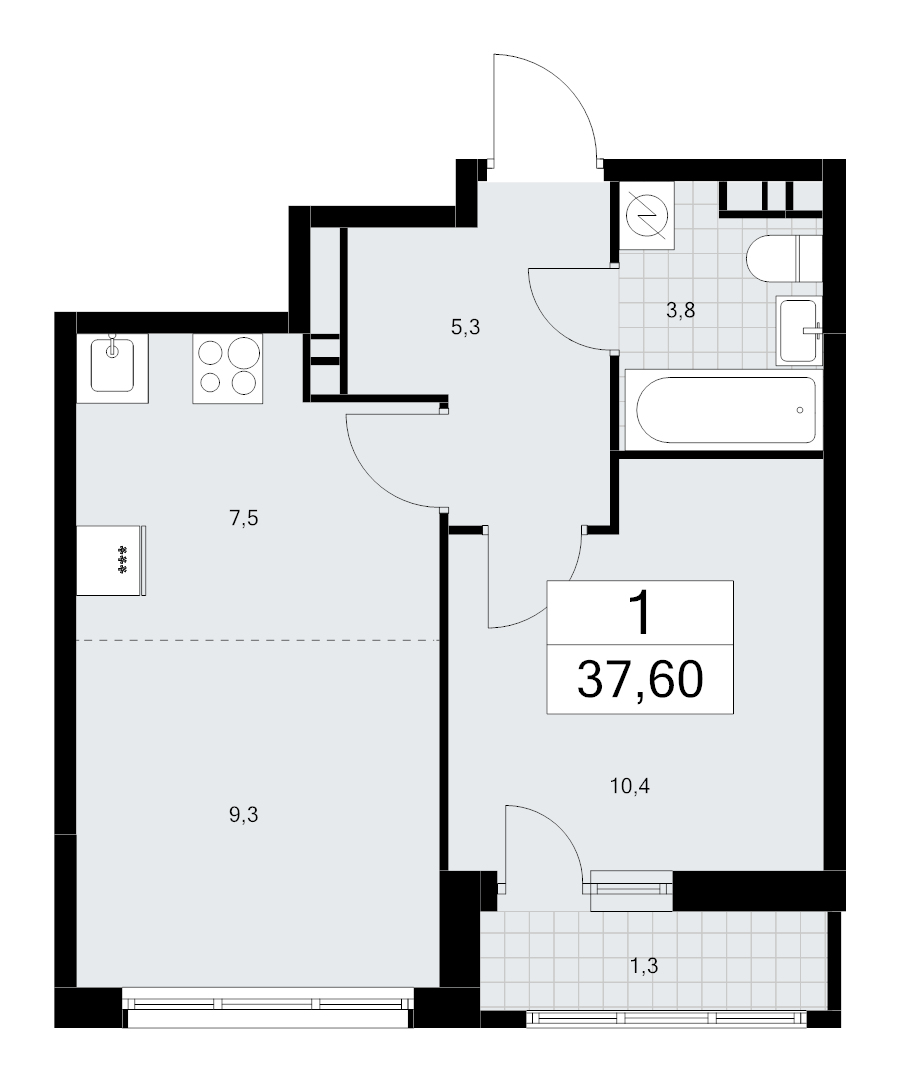 2 ккв (Евро) 37,6 м²