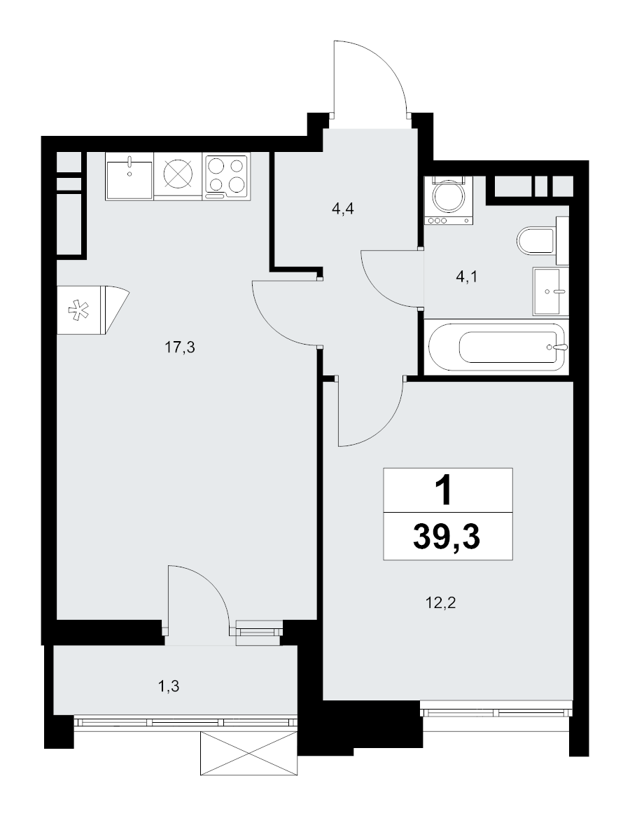2 ккв (Евро) 39,3 м²