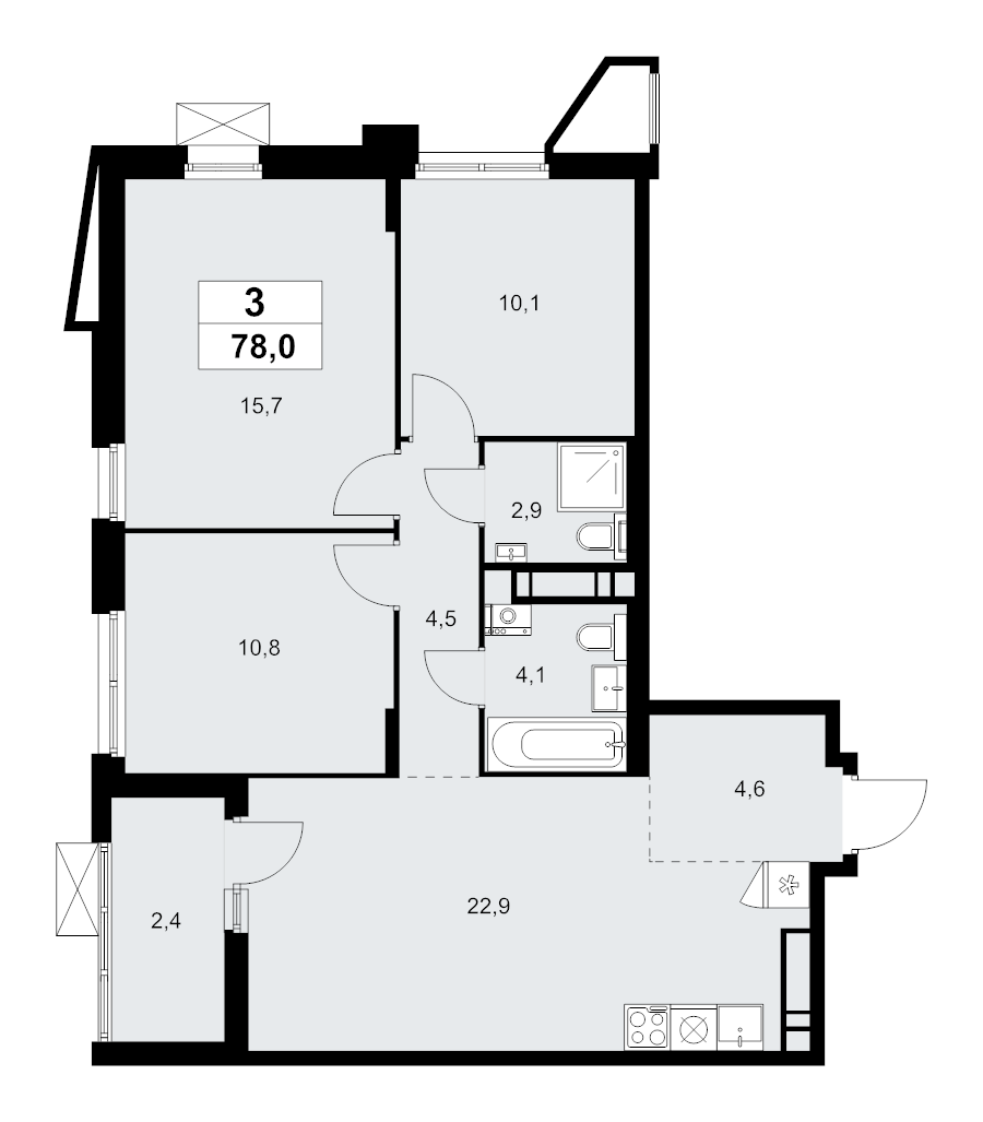 4 ккв (Евро) 78 м²