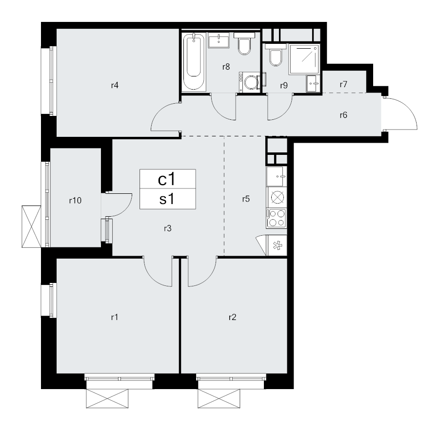 4 ккв (Евро) 65 м²
