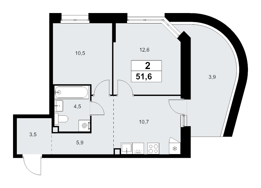2 ккв 51,6 м²