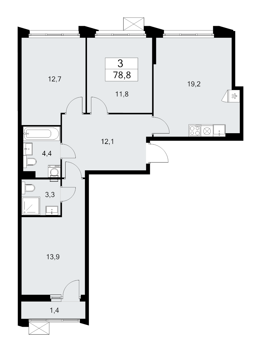 4 ккв (Евро) 78,8 м²