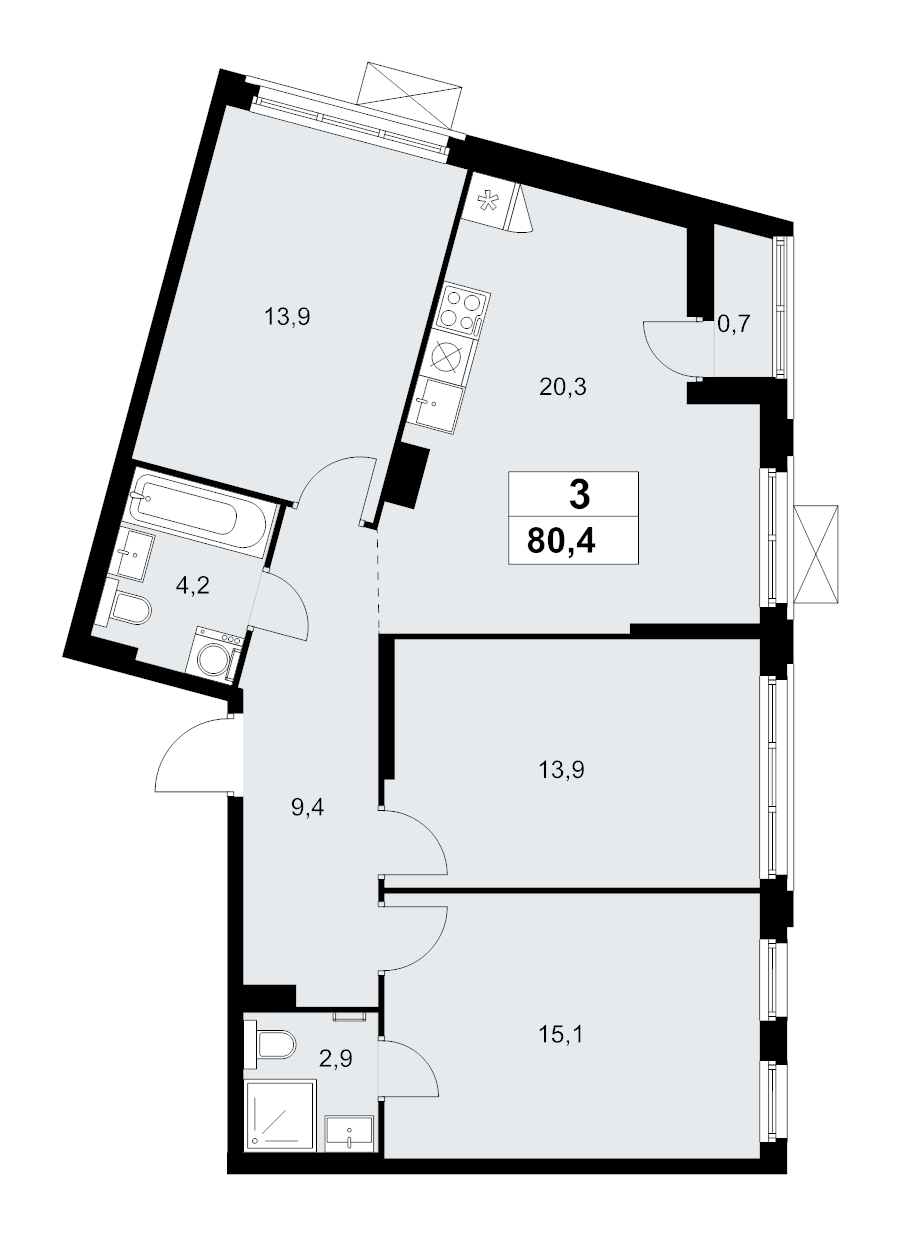 4 ккв (Евро) 80,4 м²