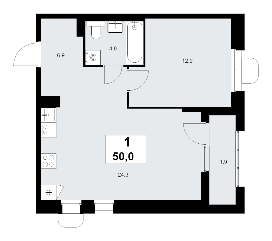 2 ккв (Евро) 50 м²