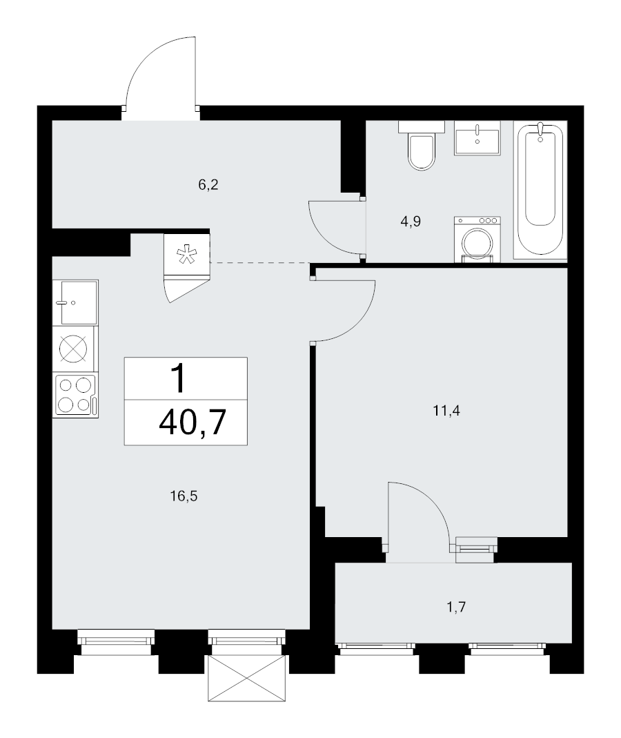 2 ккв (Евро) 40,7 м²