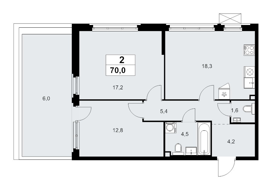 3 ккв (Евро) 70 м²