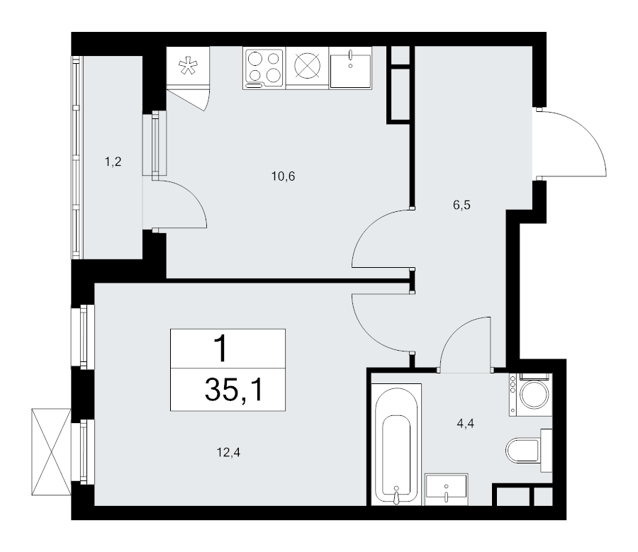 1 ккв 35,1 м²
