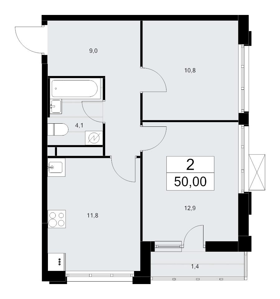 2 ккв 50 м²