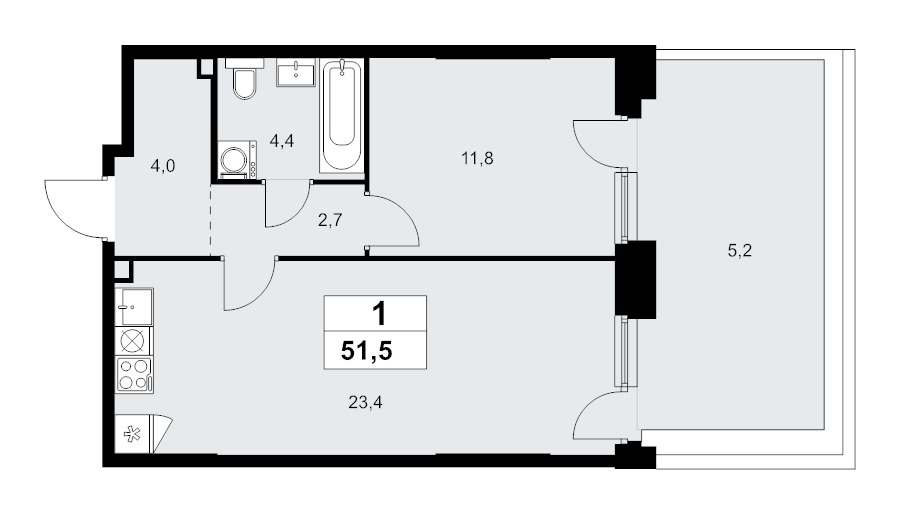 2 ккв (Евро) 51,5 м²