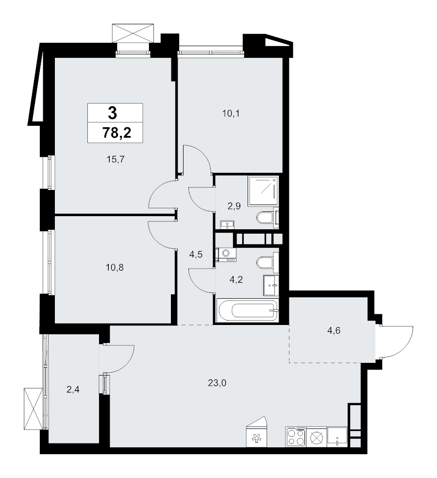 4 ккв (Евро) 78,2 м²