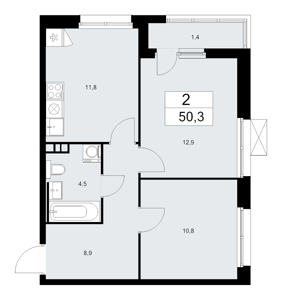 2 ккв 50,3 м²