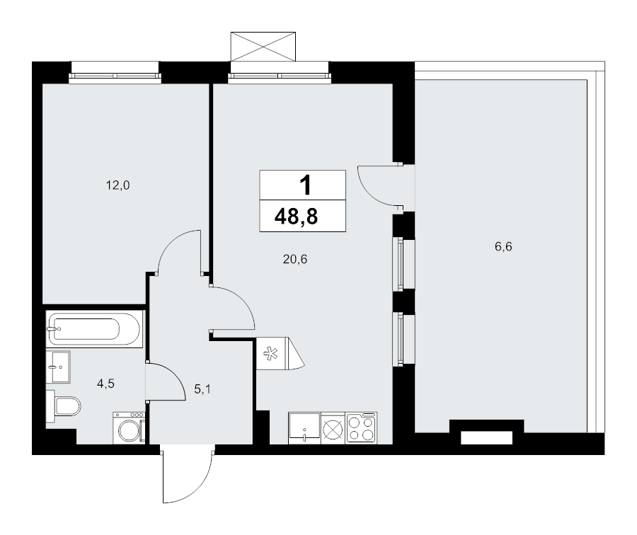 2 ккв (Евро) 48,8 м²