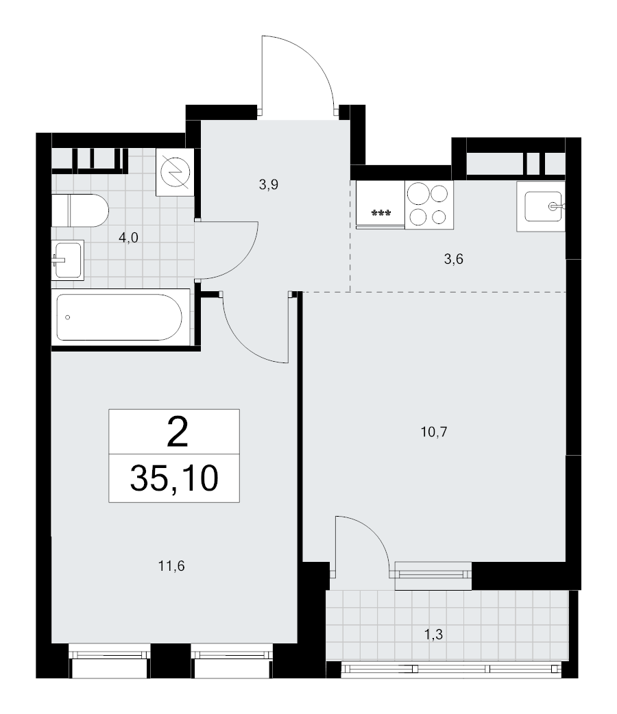 1 ккв 35,1 м²