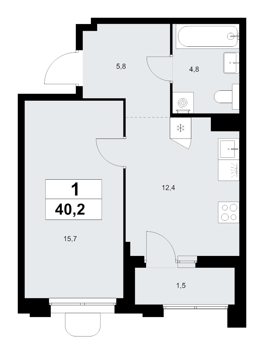 1 ккв 40,2 м²