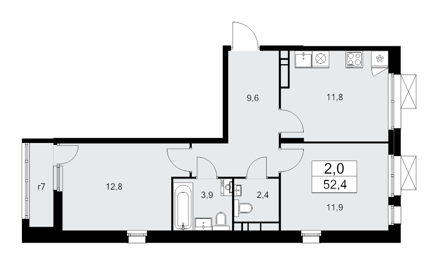 2 ккв 53,7 м²