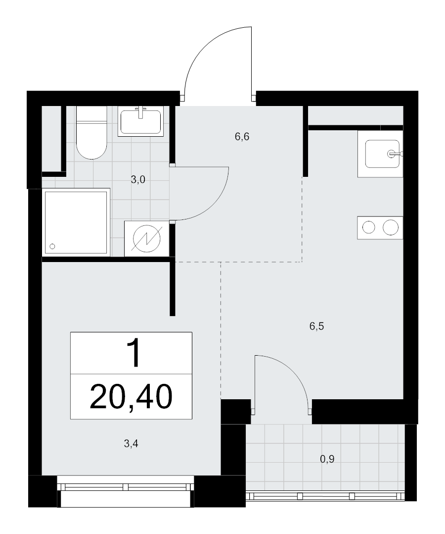Студия 20,4 м²