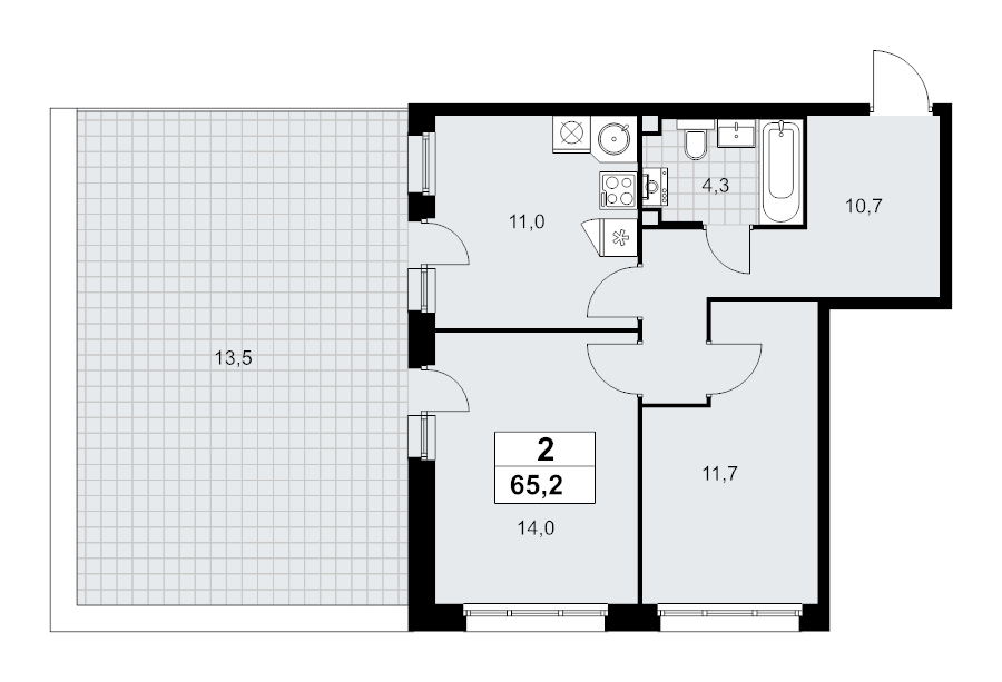 2 ккв 65,2 м²