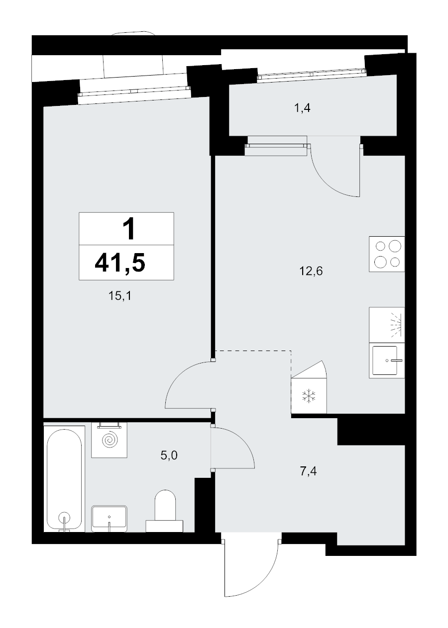 1 ккв 41,5 м²
