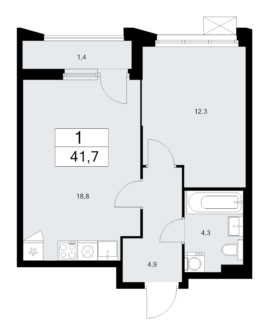 2 ккв (Евро) 41,7 м²