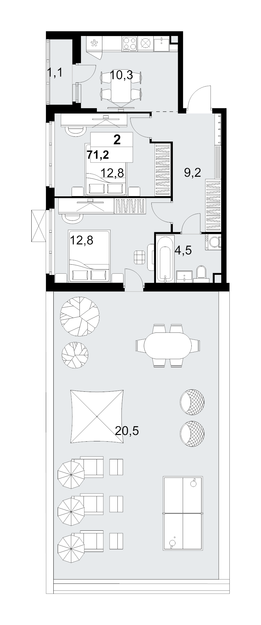 2 ккв 71,2 м²
