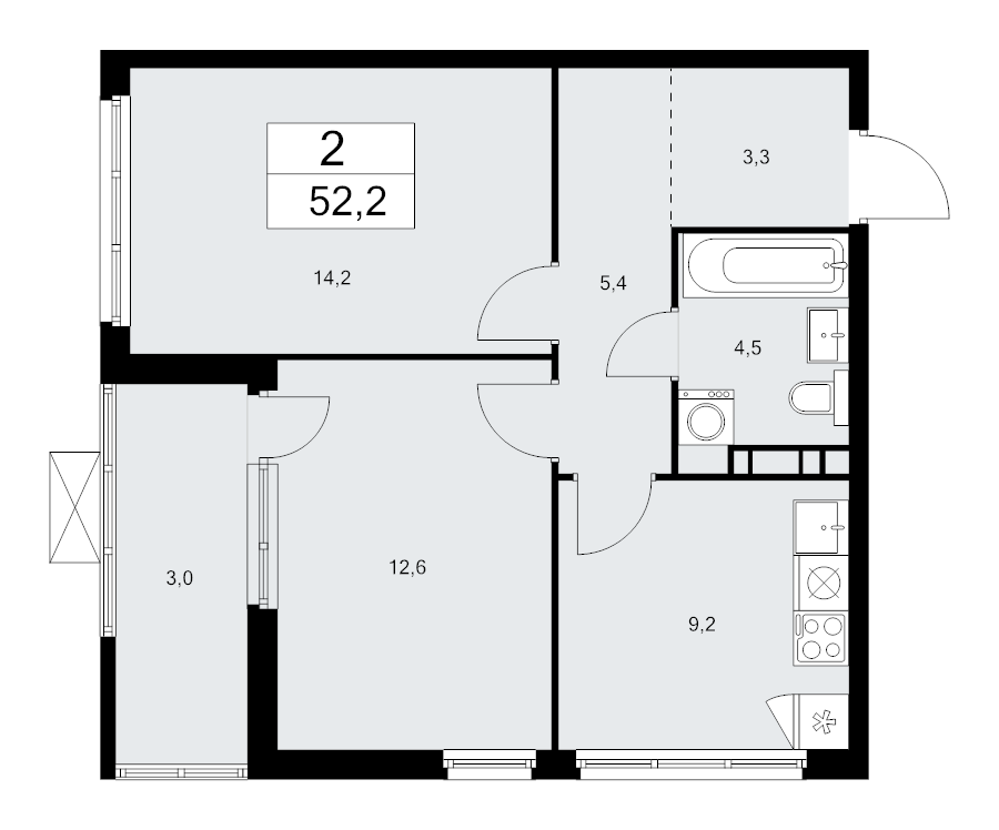 2 ккв 52,2 м²
