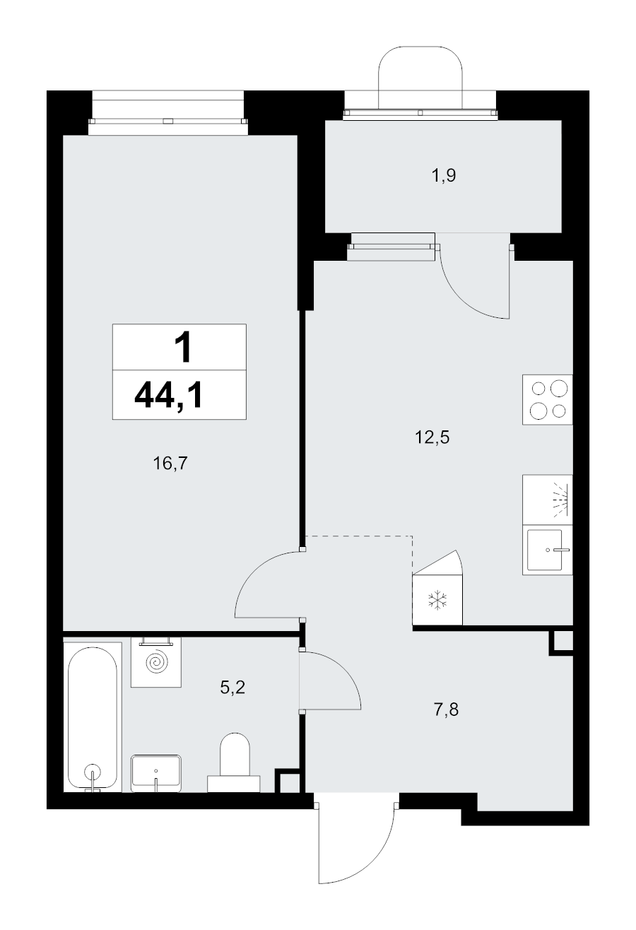 1 ккв 44,1 м²