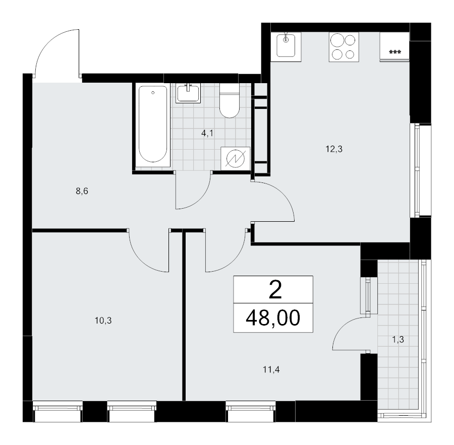 2 ккв 48 м²