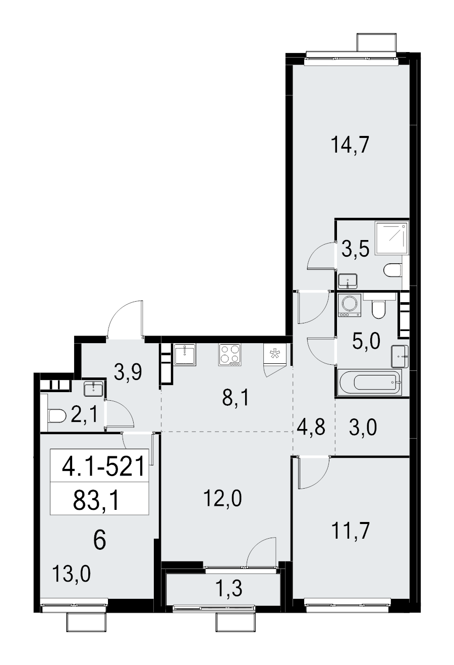 4 ккв (Евро) 83,1 м²
