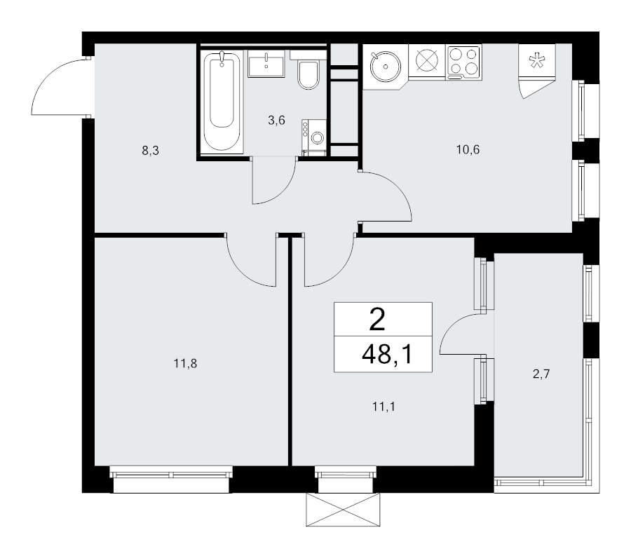 2 ккв 48,1 м²