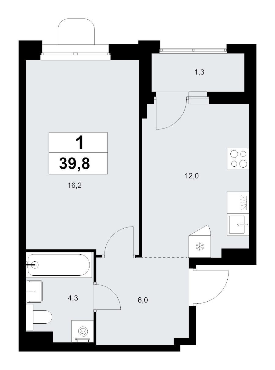 1 ккв 39,8 м²