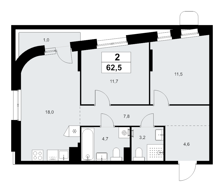 3 ккв (Евро) 62,5 м²