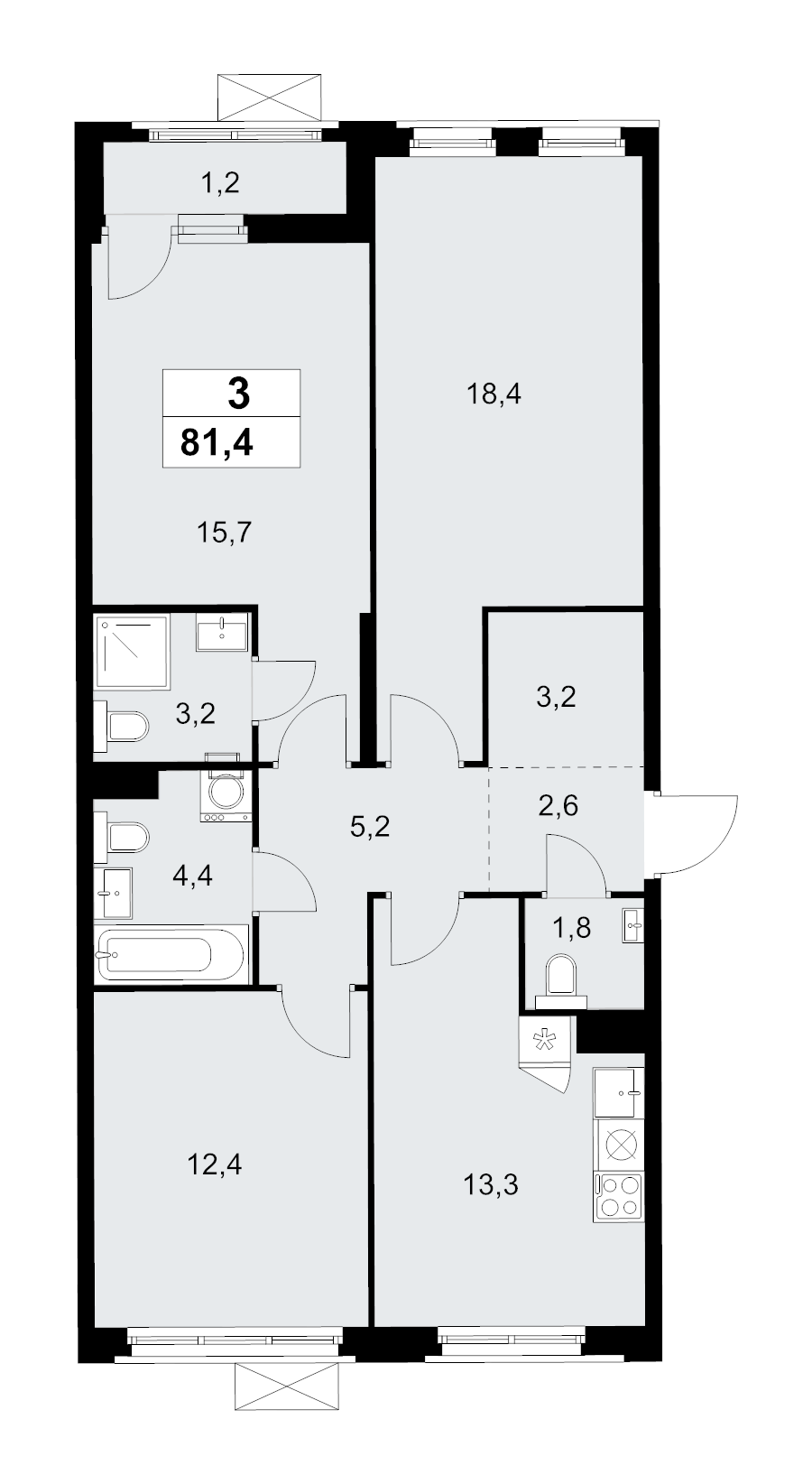 3 ккв 81,4 м²