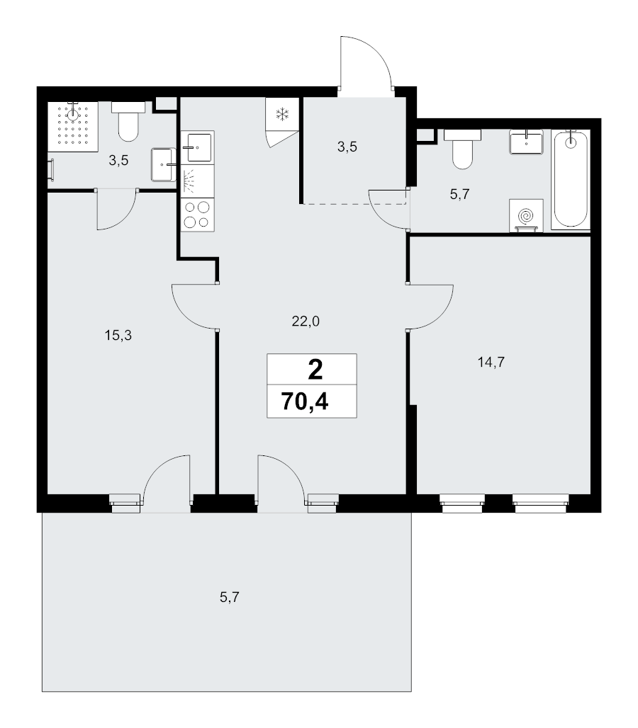 3 ккв (Евро) 70,4 м²