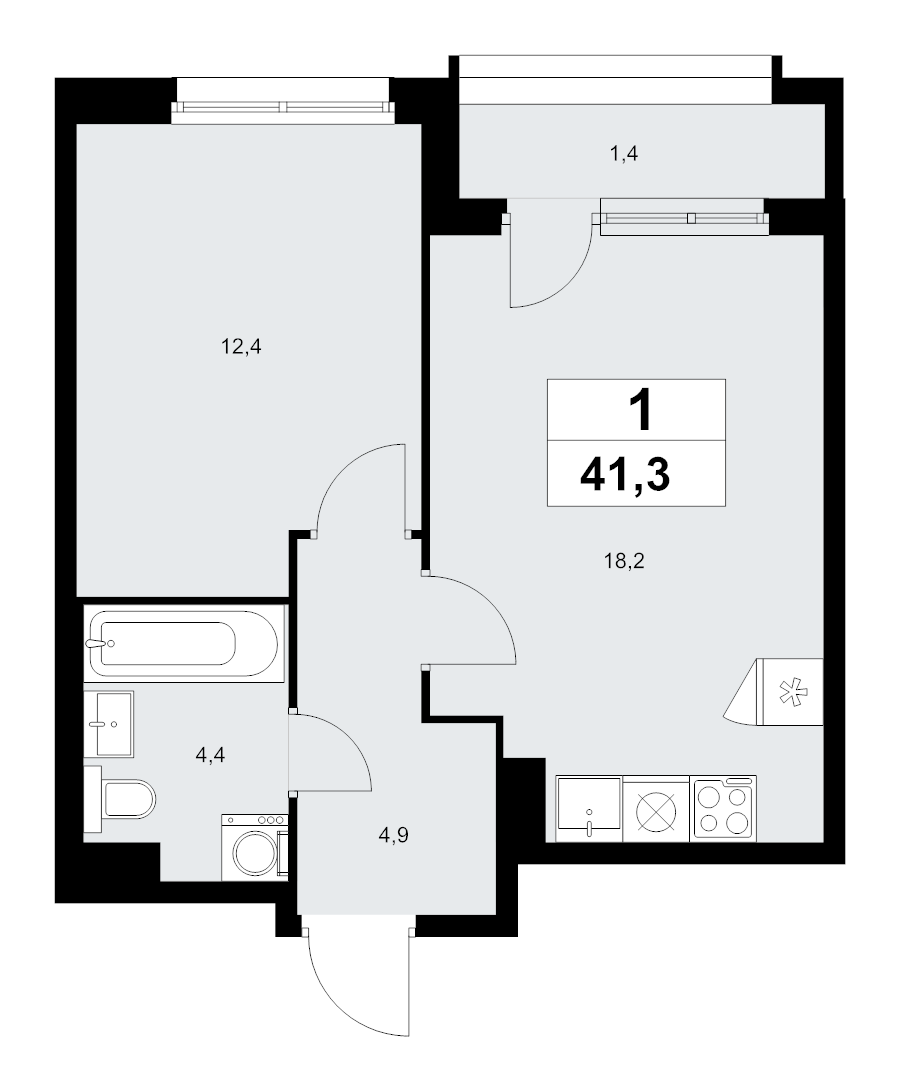2 ккв (Евро) 41,3 м²