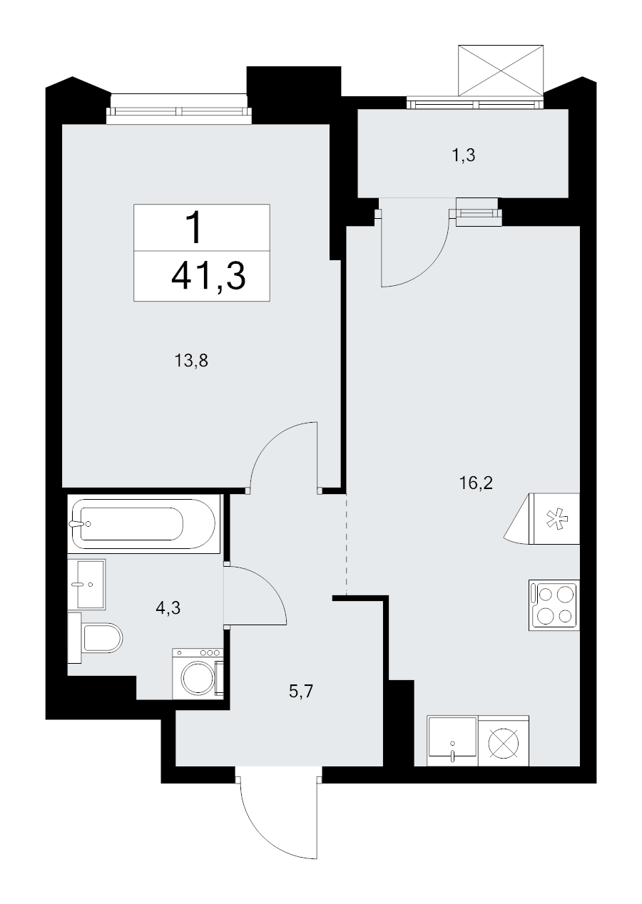 2 ккв (Евро) 41,3 м²