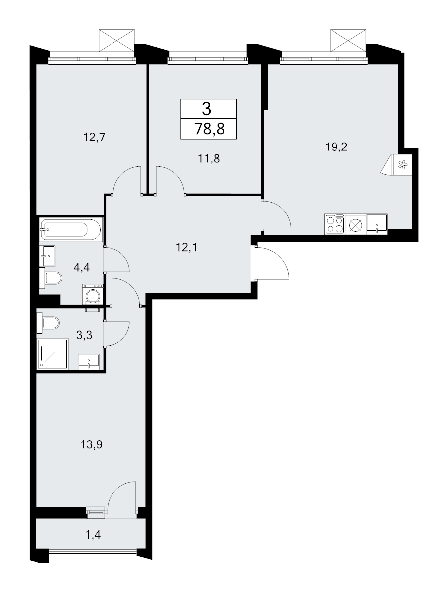 4 ккв (Евро) 78,8 м²