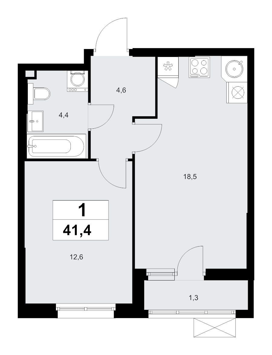 2 ккв (Евро) 41,4 м²