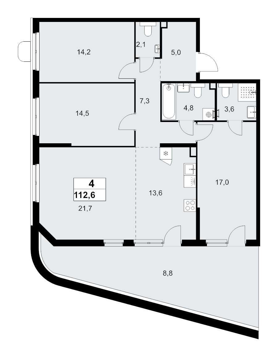 4 ккв (Евро) 112,6 м²