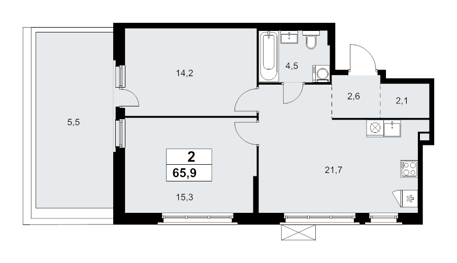 3 ккв (Евро) 65,9 м²