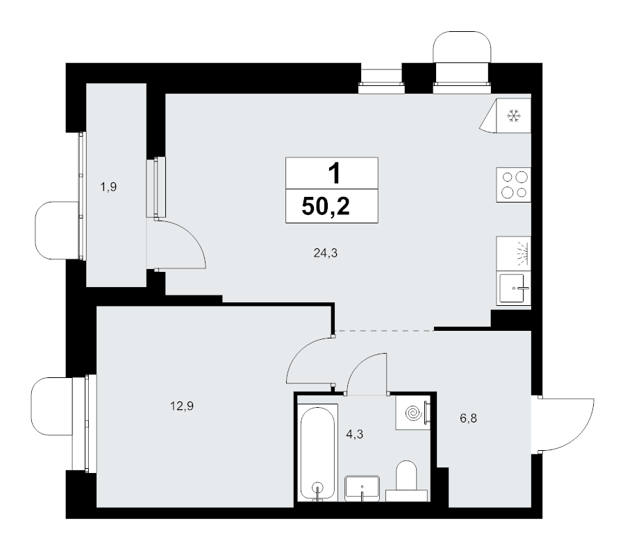 2 ккв (Евро) 50,2 м²